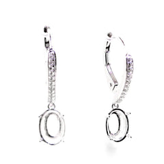 Sterling Silver Semi Mount Earrings Setting Oval OV 6x5mm Leverack White Topaz - Syzjewelry