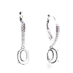 Sterling Silver Semi Mount Earrings Setting Oval OV 6x4mm Leverack White Topaz Black Spinel - Syzjewelry