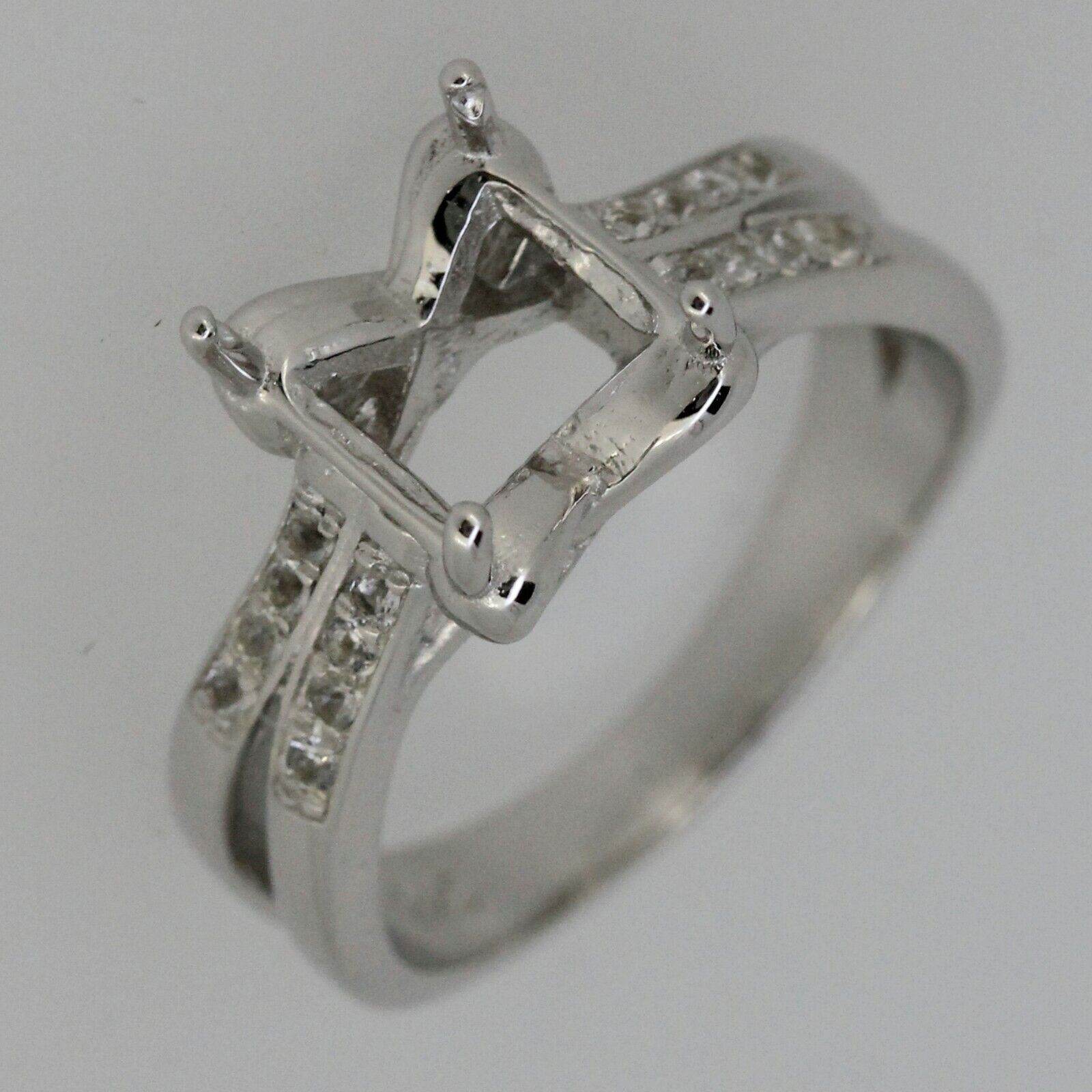 Sterling Silver Semi Mount Ring Setting Cushion CU 8x8mm Knot White Topaz - Syzjewelry