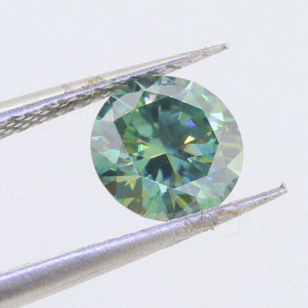 Round 6.5x6.5mm Greenish Blue loose Moissanite 1 Carat VVS1 certificate RD 6.5mm - Syzjewelry