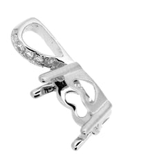 Sterling Silver Semi Mount Pendants Setting Oval OV 10x8mm Topaz Accent P002 - Syzjewelry