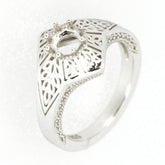 Sterling Silver Semi Mount Ring Setting Round Rd 5x5mm Vintage Repro - Syzjewelry