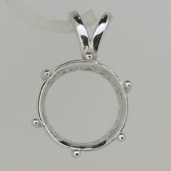 Sterling Silver Semi Mount Pendant Setting Round Rd 12x12mm - Syzjewelry