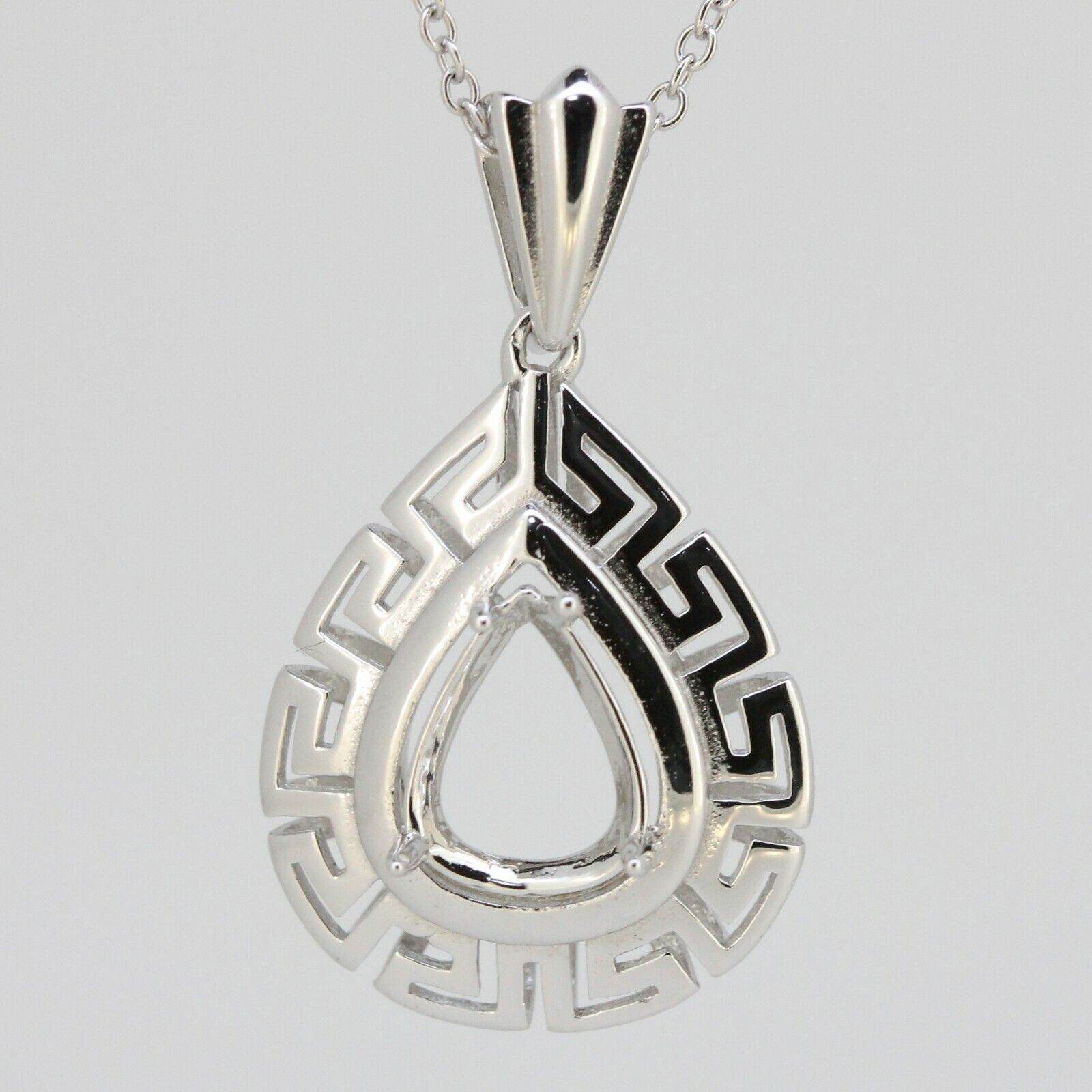 Sterling Silver Semi Mount Pendant Setting Pear PE 9x7mm P196 - Syzjewelry