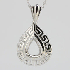 Sterling Silver Semi Mount Pendant Setting Pear PE 9x7mm P196 - Syzjewelry