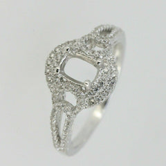 14K Gold Semi Mount Ring Setting Oval OV 8x6mm Double Halo White Topaz Syzjewelry