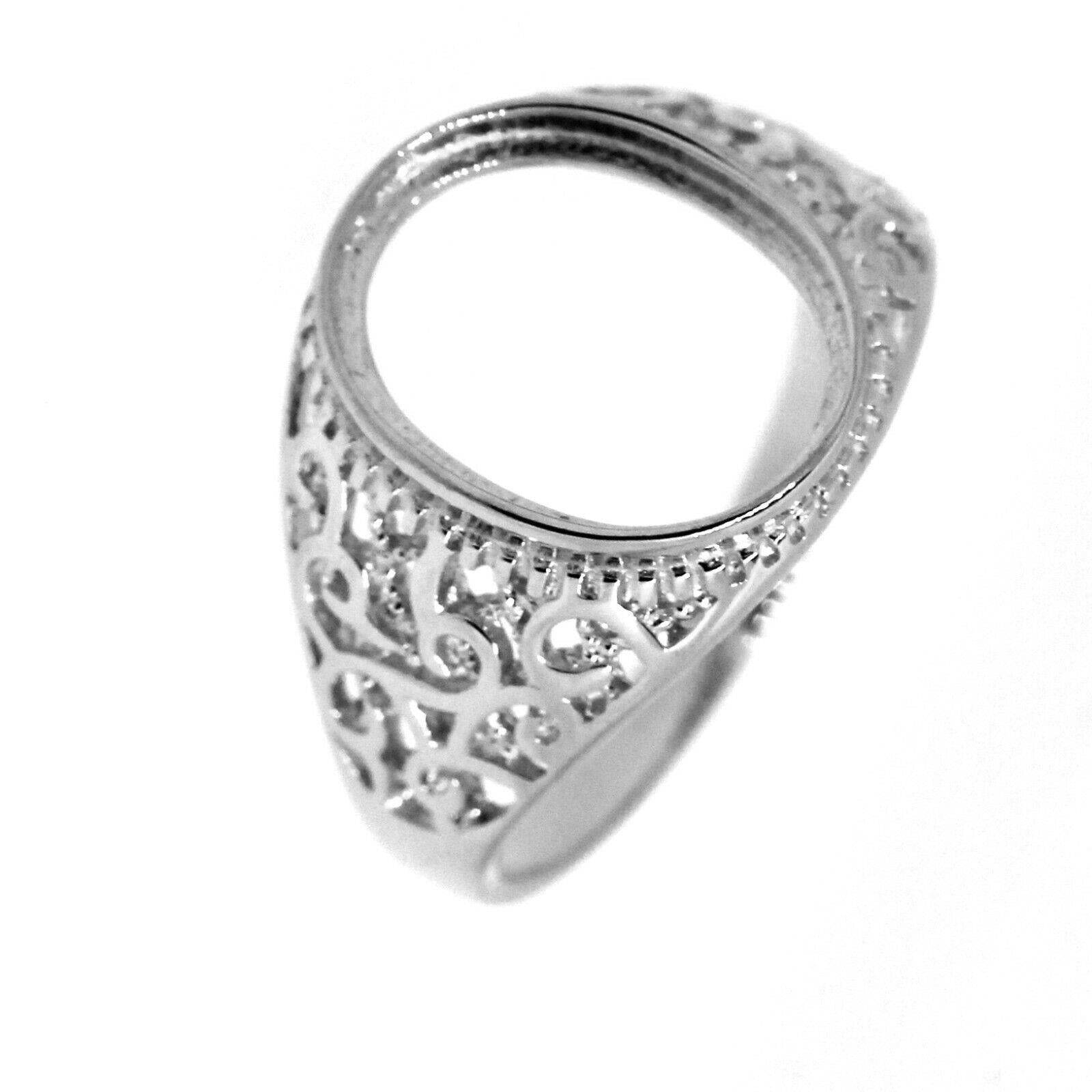 Sterling Silver Semi Mount Ring Setting Oval OV 13x10mm Cabochon White Topaz - Syzjewelry