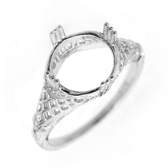 Filigree Sterling Silver Semi Mount Ring Setting Round RD 10x10mm - Syzjewelry