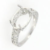 Sterling Silver Semi Mount Ring Setting Oval OV 13x9mm Filigree - Syzjewelry