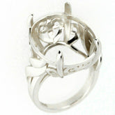 Art Deco Style Sterling Silver Semi Mount Ring Setting Oval OV 20x16mm - Syzjewelry