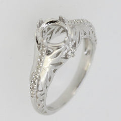 Sterling Silver Semi Mount Ring Setting Round RD 6x6mm Vintage Repro Topaz - Syzjewelry