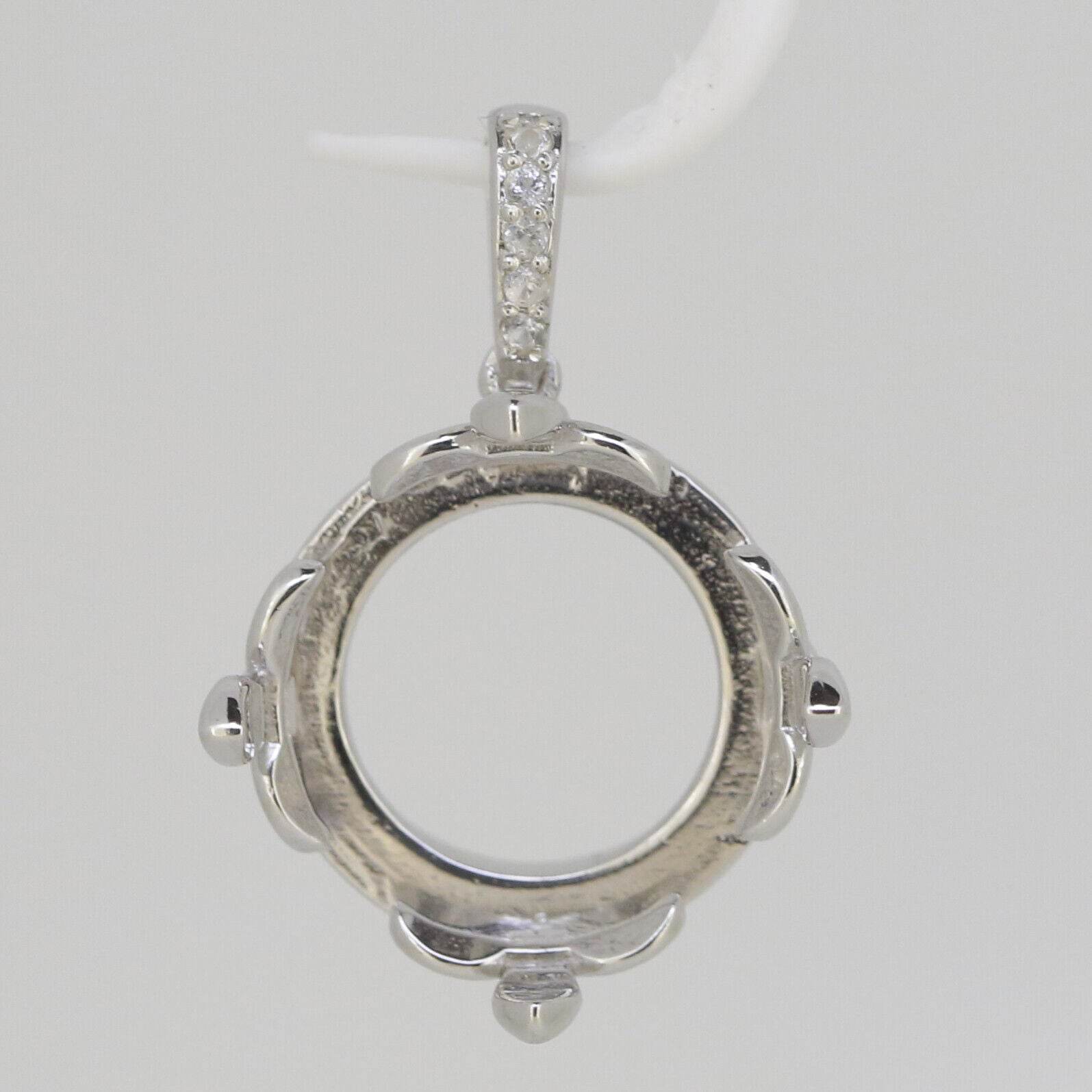 Sterling Silver Semi Mount Pendant Setting Round RD 18x18mm White Topaz - Syzjewelry