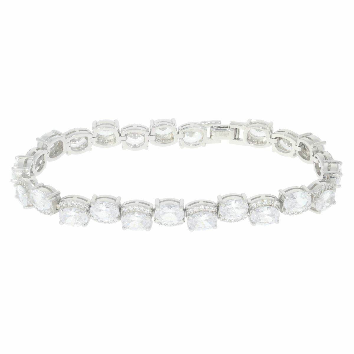 Sterling Silver Semi Mount Tennis Bracelet Setting Oval OV 7x5mm Accent - Syzjewelry