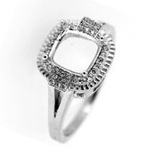 Sterling Silver Semi Mount Ring Setting Cushion Cu 8x8mm Vintage Style Halo Topa - Syzjewelry
