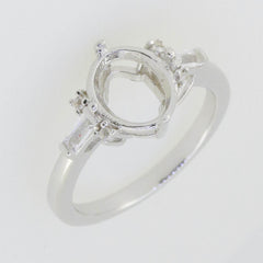 Sterling Silver Semi Mount Ring Setting Oval OV 10X8mm White Topaz M0075DK21205R - Syzjewelry