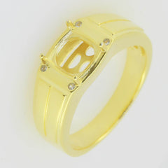 Men’s 14K Yellow Gold Semi Mount Ring Setting Cushion CU 8x8mm - Syzjewelry