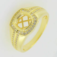 Men's Ring Settings Ring Mounting 10K Yellow Gold Cushion CU 8X8mm PJC14001R10KY10 - Syzjewelry