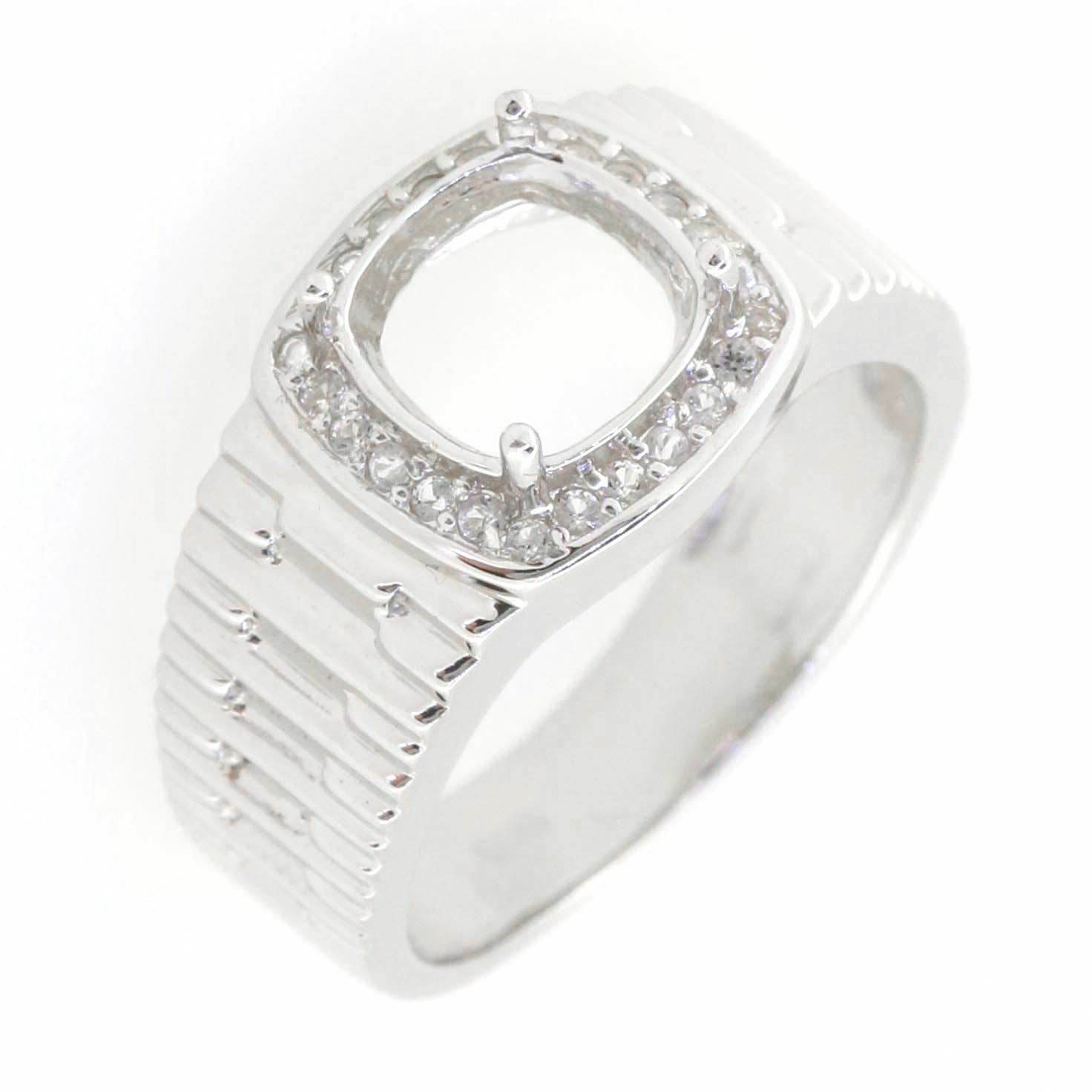 Men's Ring Settings Ring Mounting 14K White Gold Semi Mount Ring Setting Round RD 9x9mm - Syzjewelry