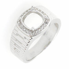 Men's Ring Settings Ring Mounting 14K White Gold Semi Mount Ring Setting Round RD 9x9mm - Syzjewelry