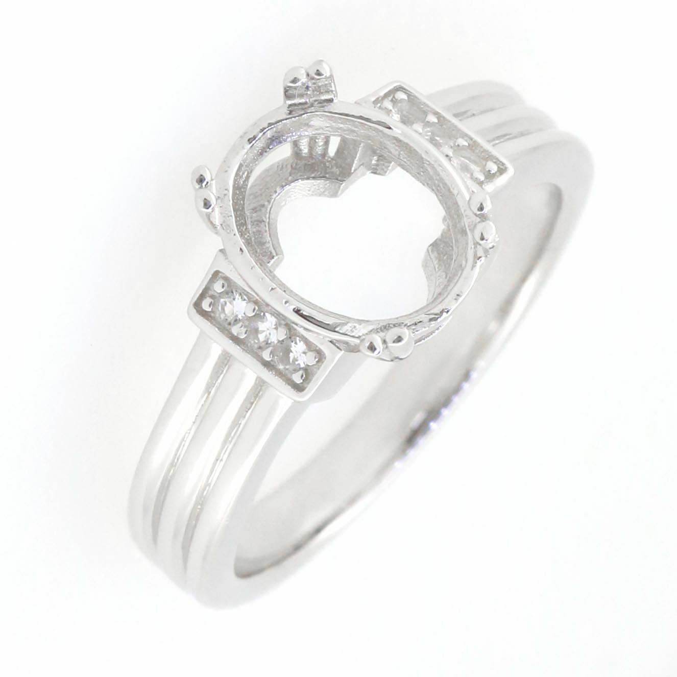 14K White Gold Semi Mount Ring Setting Oval OV 10X8mm DK21293R - 1 - Syzjewelry