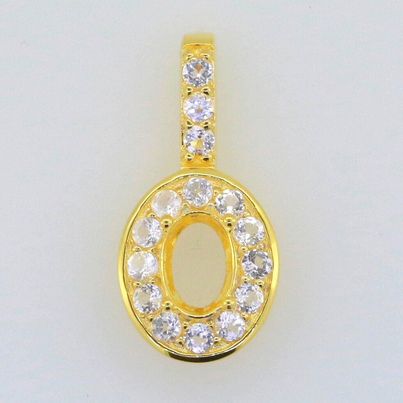 Sterling Silver Semi Mount Pendant Setting Oval OV 7X5mm White Topaz PJC2301 - Syzjewelry