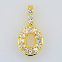 Sterling Silver Semi Mount Pendant Setting Oval OV 7X5mm White Topaz PJC2301 - Syzjewelry