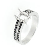 Sterling Silver Semi Mount Ring Setting Oct 7x5mm Black Spinel 273S - Syzjewelry