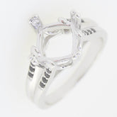 Sterling Silver Semi Mount Ring Setting Princess SQ 8x8mm Black Spinel White Topaz - Syzjewelry