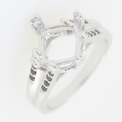 Sterling Silver Semi Mount Ring Setting Princess SQ 8x8mm Black Spinel White Topaz - Syzjewelry