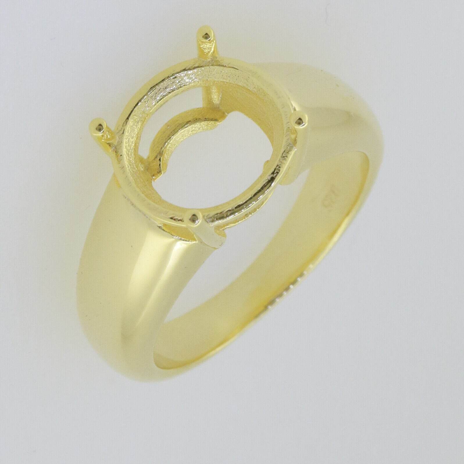 Men's Ring Settings Ring Mounting 18K Yellow Gold Semi Mount Ring Setting Round RD 11x11mm - Syzjewelry