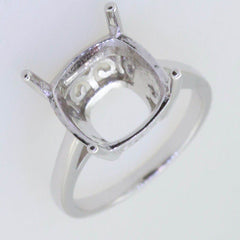 Sterling Silver Semi Mount Ring Setting Cushion CU 12x12mm Solitaire - Syzjewelry
