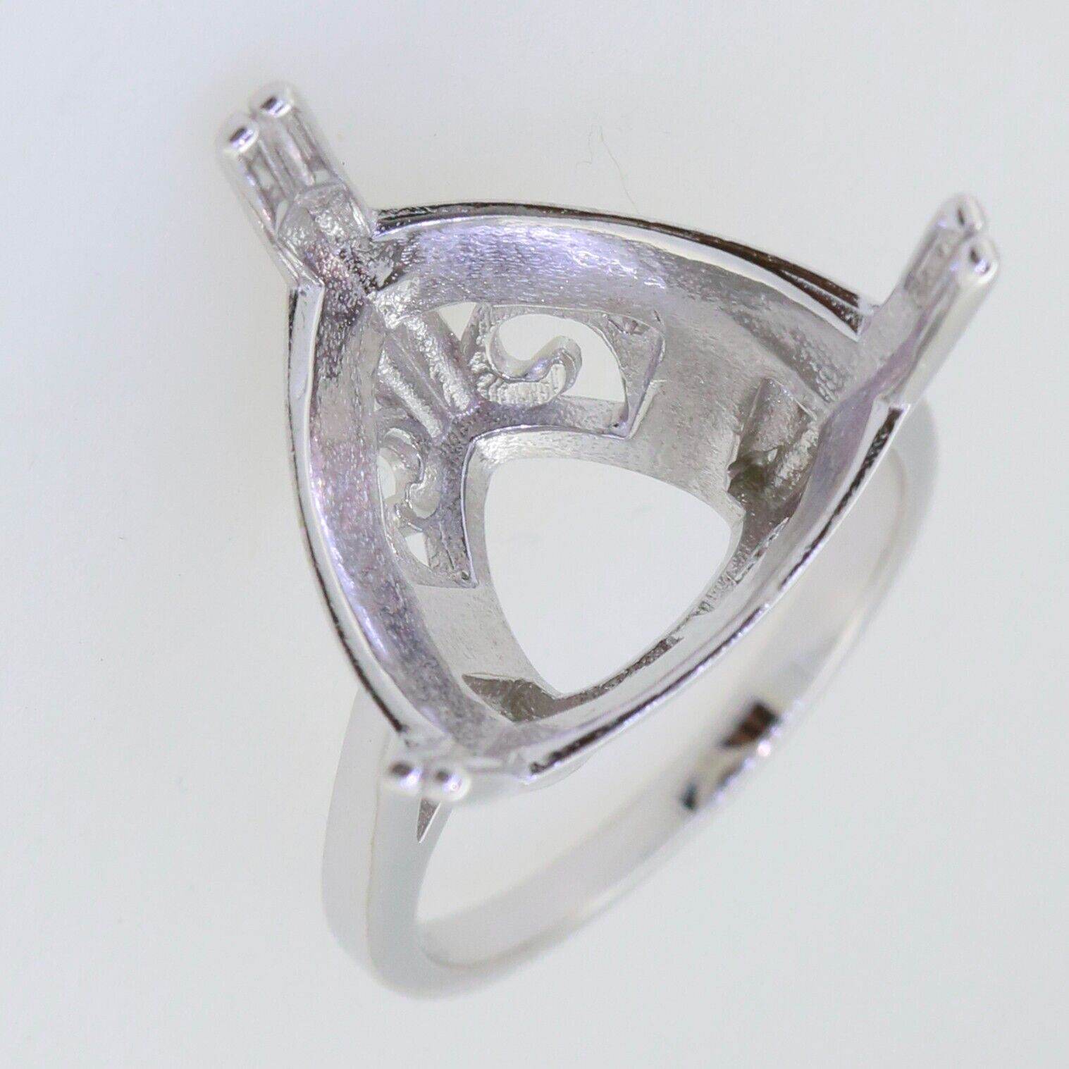 Sterling Silver Semi Mount Ring Setting Trillion Tri 16x16mm Solitaire - Syzjewelry