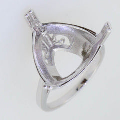 Sterling Silver Semi Mount Ring Setting Trillion Tri 16x16mm Solitaire - Syzjewelry