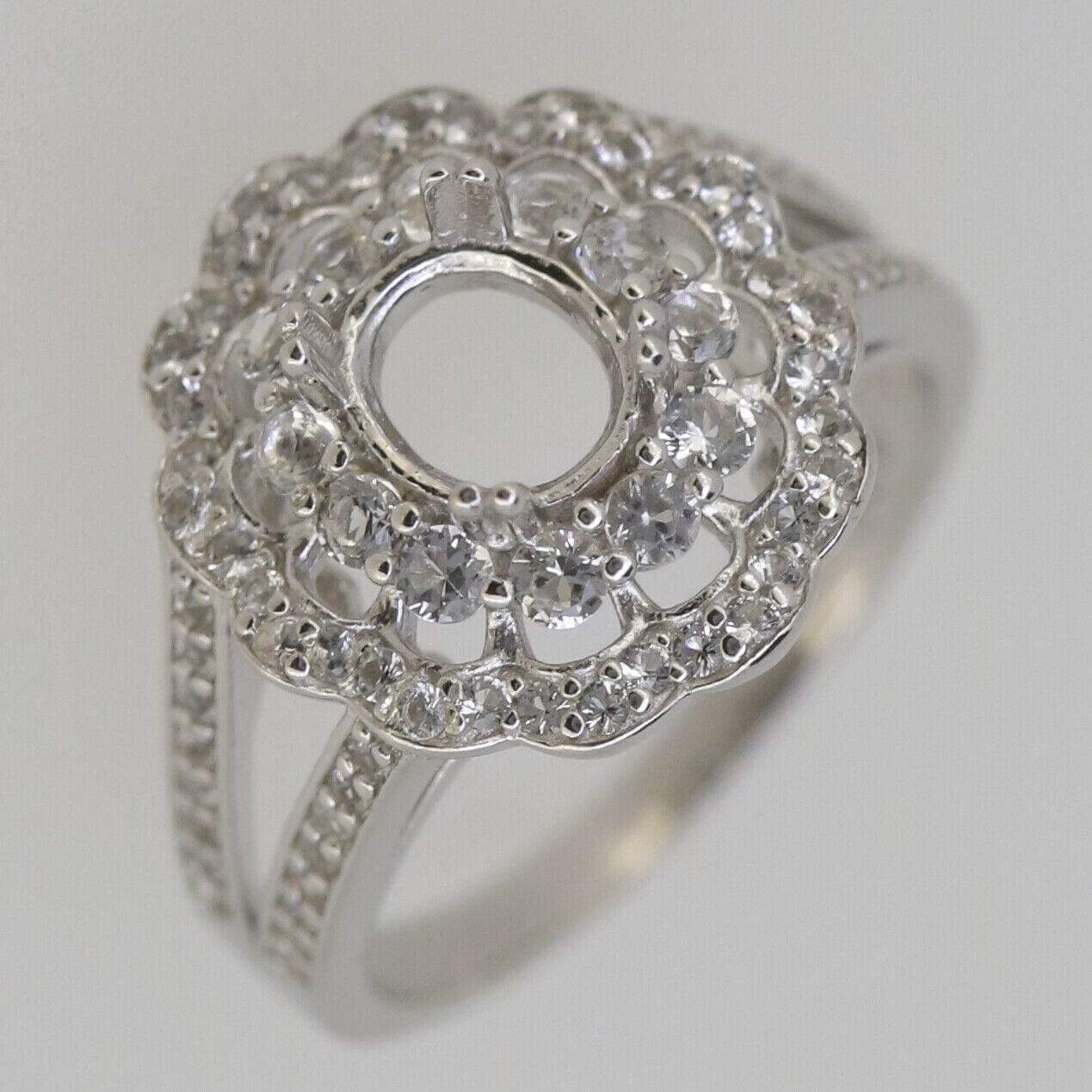 Sterling Silver Semi Mount Ring Setting Oval OV 6x5mm White Topaz Solid - Syzjewelry