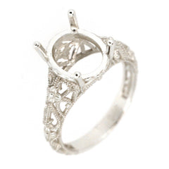 Sterling Silver Semi Mount Ring Setting Oval OV 11x9mm Art Deco Style L127R127W7 - Syzjewelry