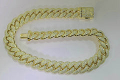 14K Yellow Gold Plated 20 Inch Cuban Link Chain 20MM 28 CT Moissanite D Colo - Syzjewelry