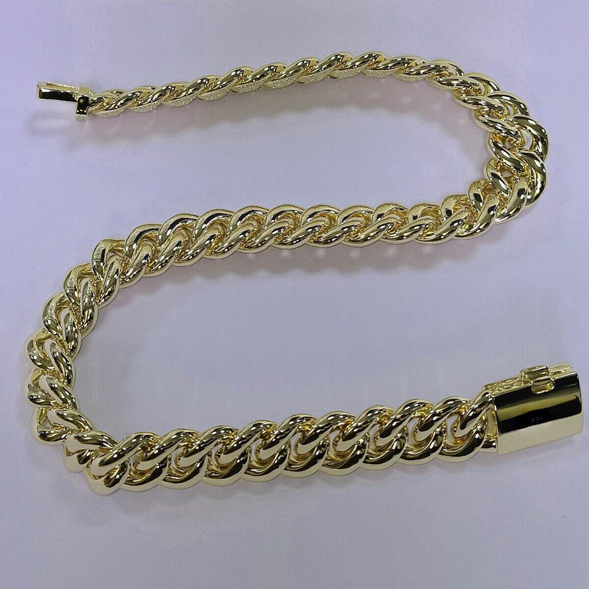 14K Yellow Gold Plated 20 Inch Cuban Link Chain 20MM 28 CT Moissanite D Colo - Syzjewelry