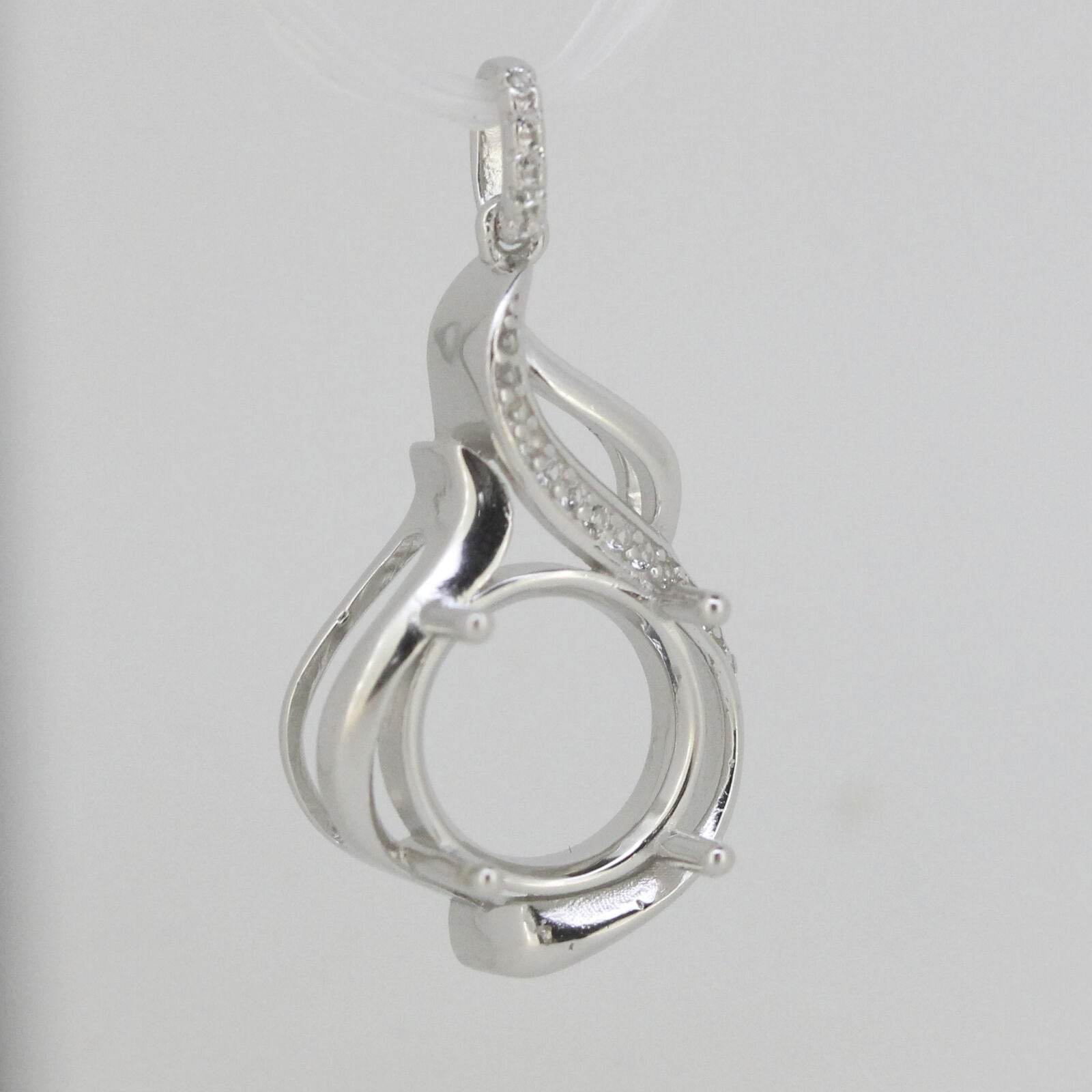 Sterling Silver Semi Mount Pendants Setting Round RD 9x9mm Topaz Accent P011 - Syzjewelry