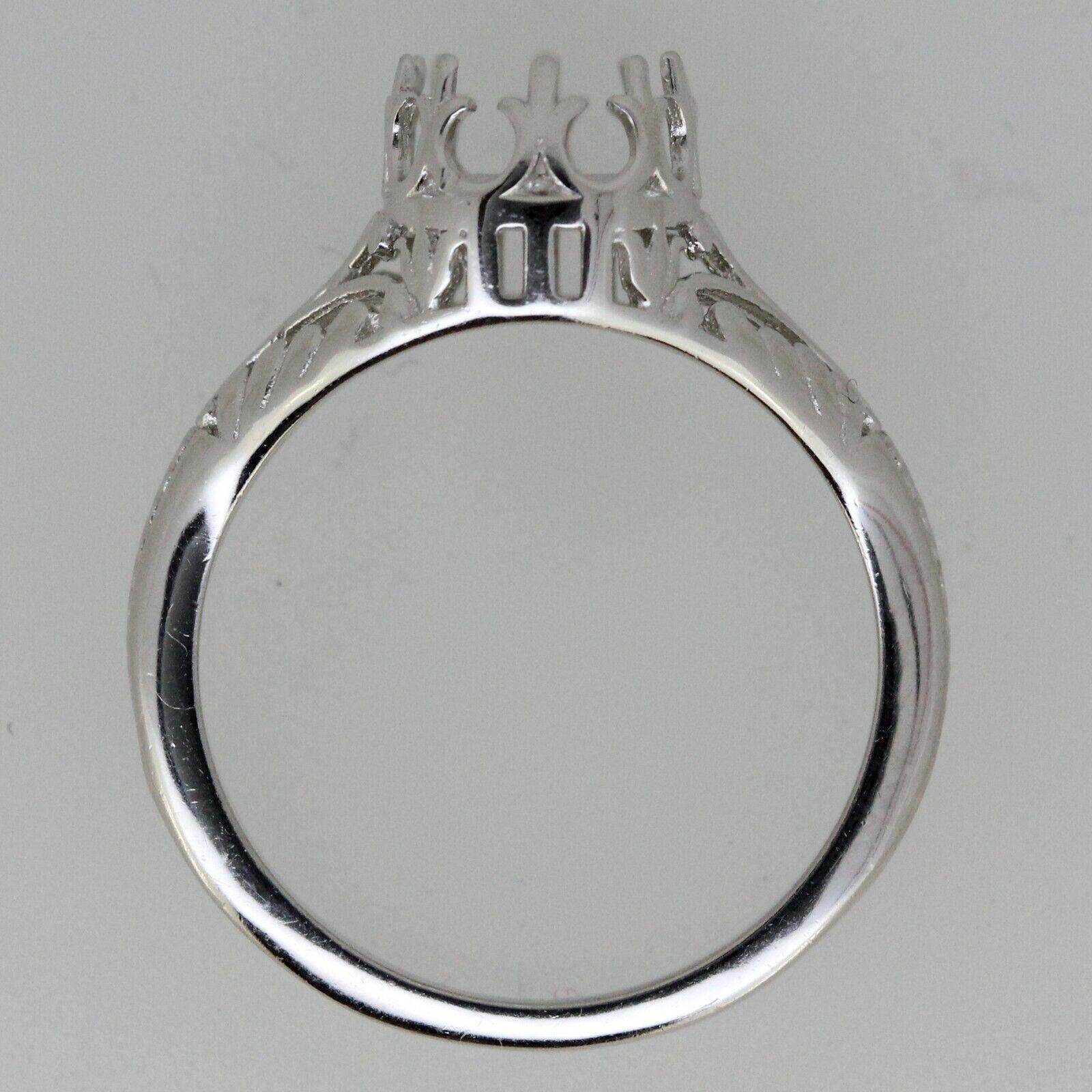 Sterling Silver Semi Mount Ring Setting Cushion CU 9x7mm Art Deco 119 - Syzjewelry