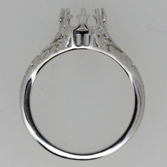 Sterling Silver Semi Mount Ring Setting Cushion CU 9x7mm Art Deco 119 - Syzjewelry
