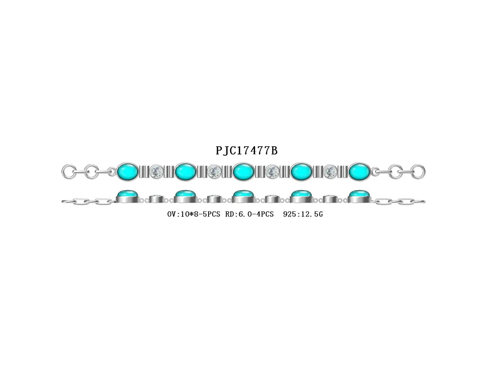 Sterling Silver Semi Mount Bracelet Setting Oval OV 10X8mm Cabochon DHJ