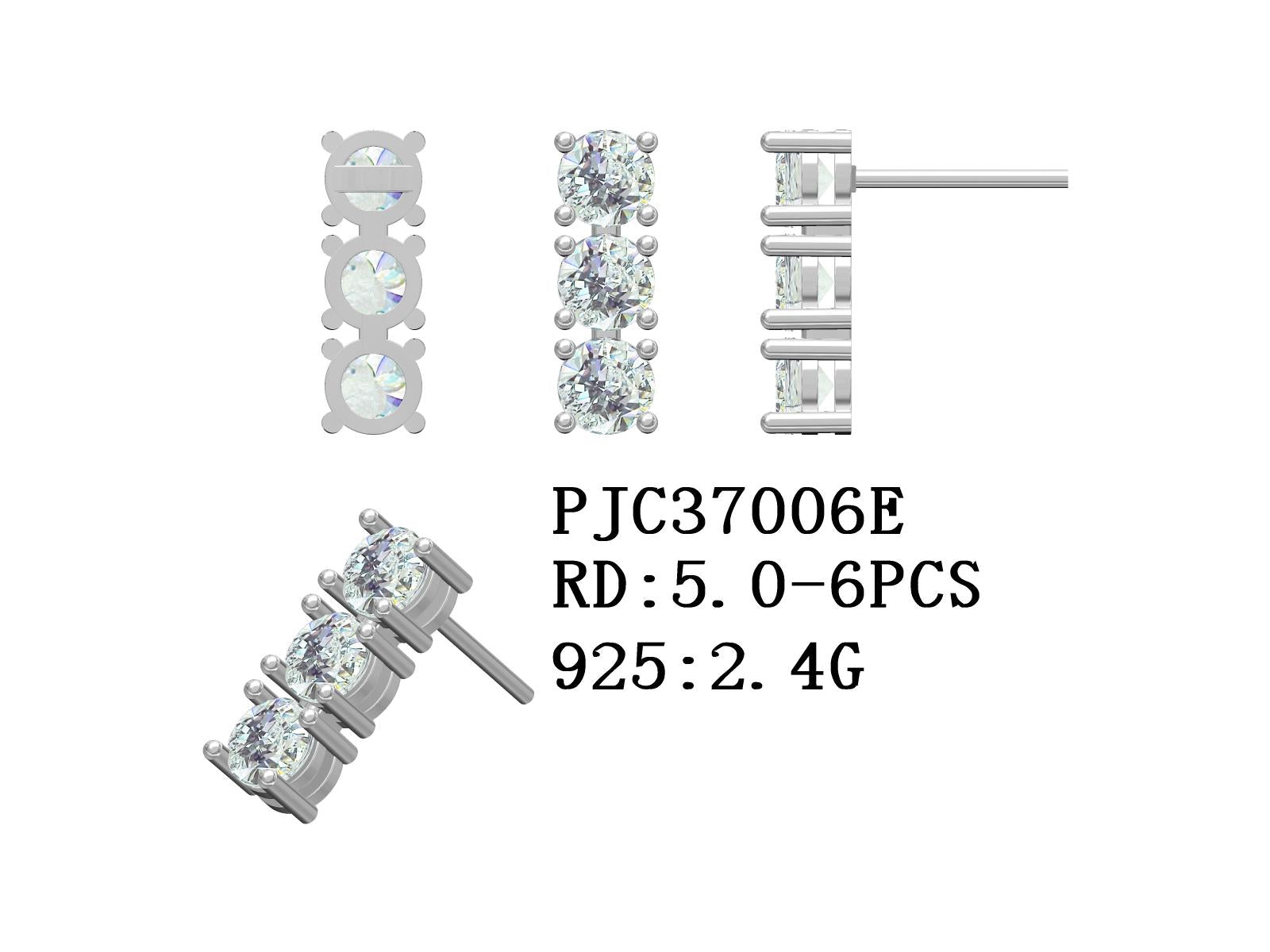 Sterling Silver Semi Mount Earrings Setting Round RD 5x5mm 6 Stone Stud Syzjewelry