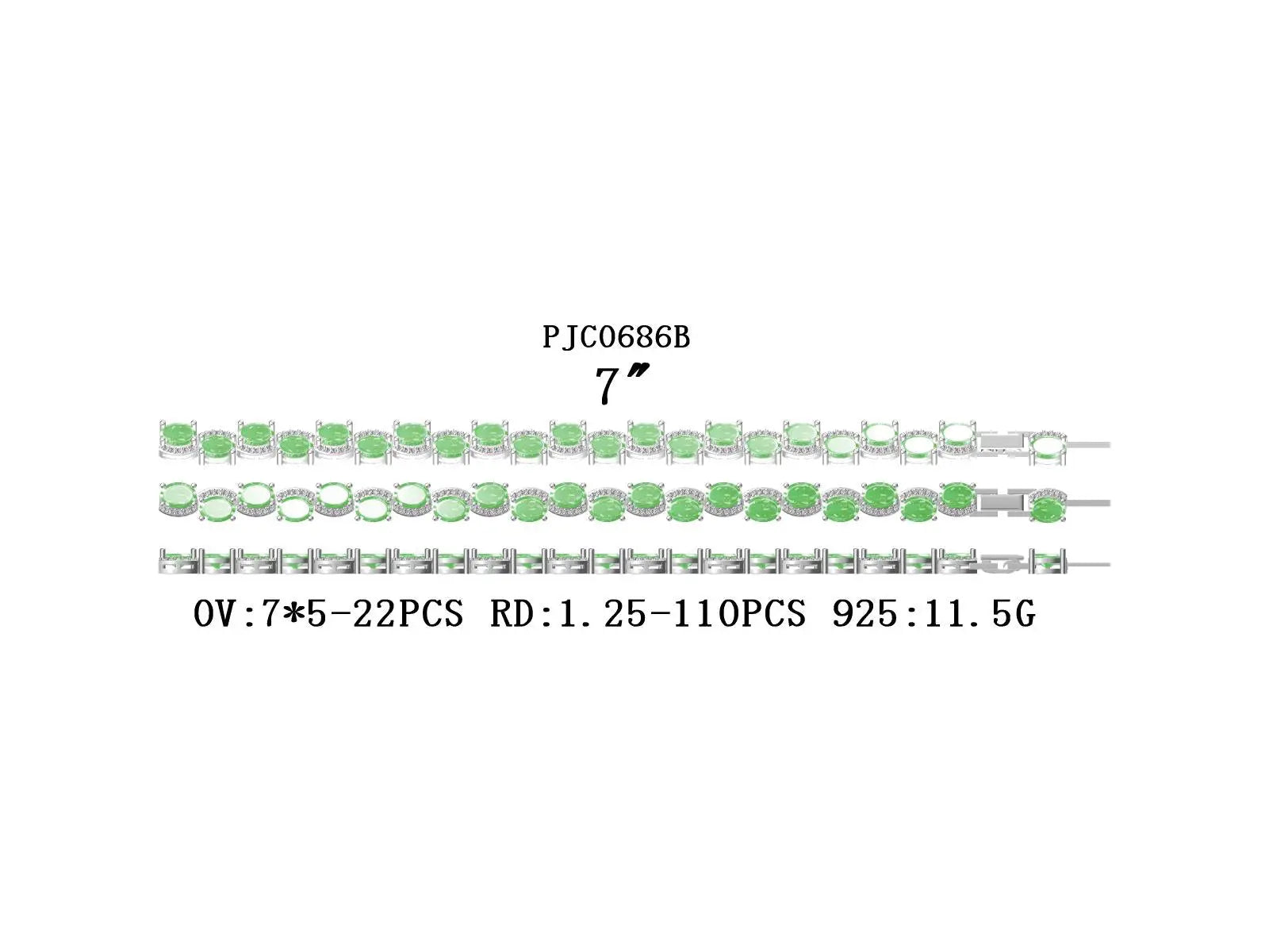 Sterling Silver Semi Mount Bracelet Setting Oval OV 7X5mm DHJ