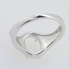 Art Nouveau Sterling Silver Semi Mount Ring Setting Oval OV 10X8mm Cabochon Syzjewelry