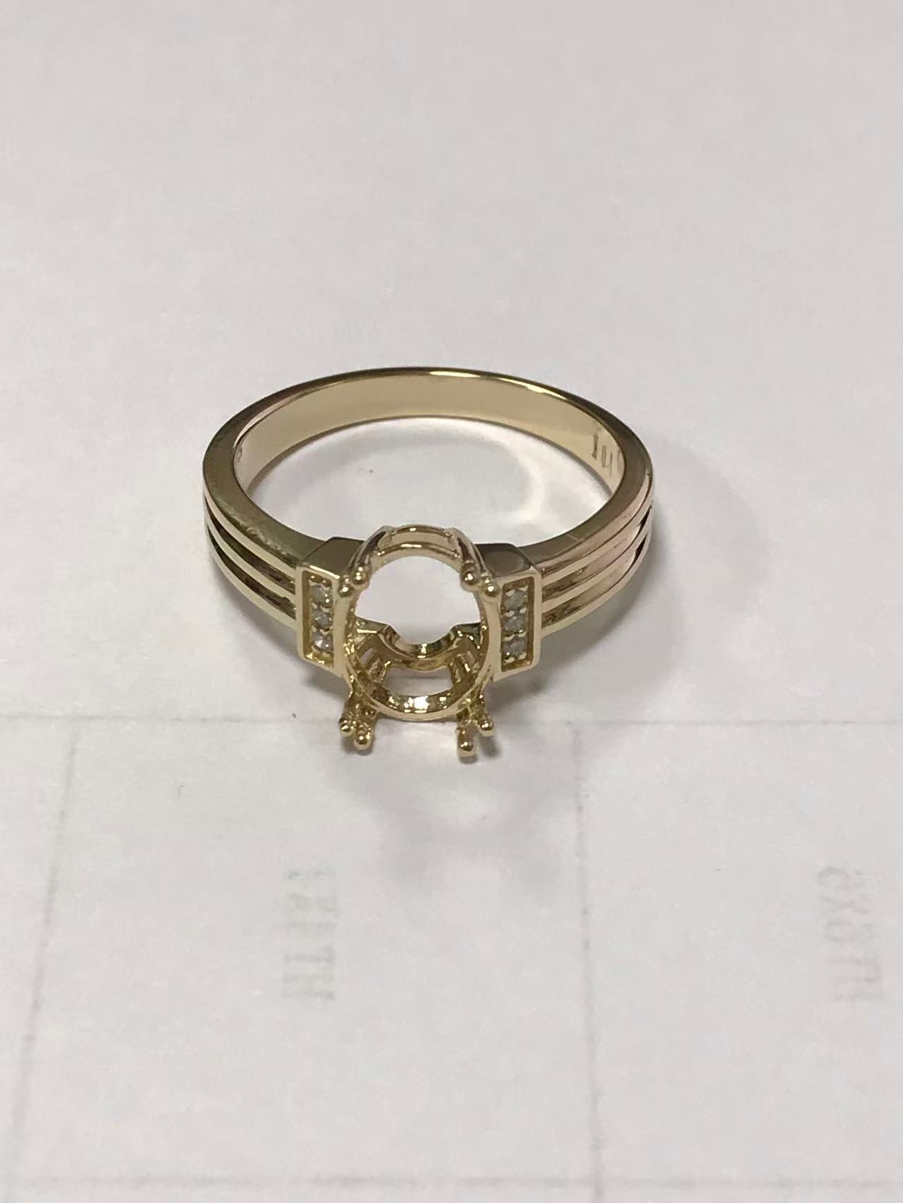 10K Gold Semi Mount Ring Setting Oval OV 10X8mm CVD Accent Size 9 Syzjewelry