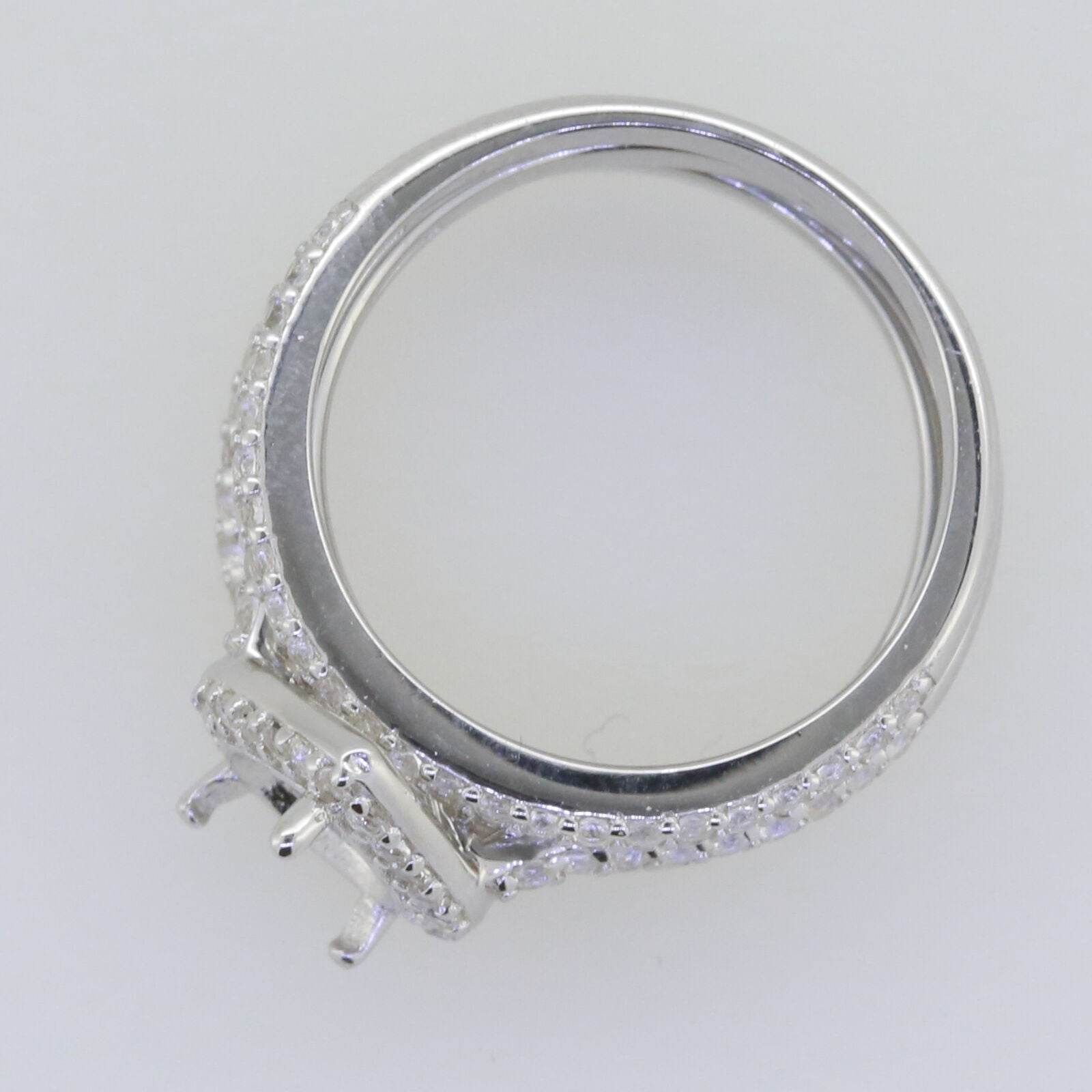 3 piece Set Sterling Silver Semi Mount Ring Setting Pear PE 9x7mm Whi - Syzjewelry