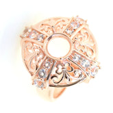 Art Deco Sterling Silver Semi Mount Ring Setting Round RD 8x8mm Syzjewelry