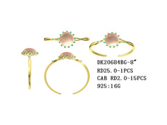 Sterling Silver Bracelet Semi Mount Setting Bangle Round RD 25x25mm Cabochon DHJ