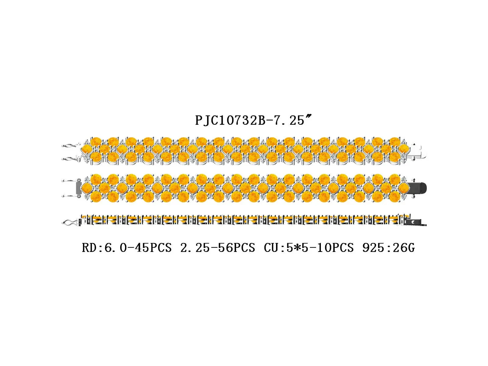 Sterling Silver Semi Mount Bracelet Setting Round RD 6x6mm Cushion Cu 5x5; RD 2.25mm DHJ