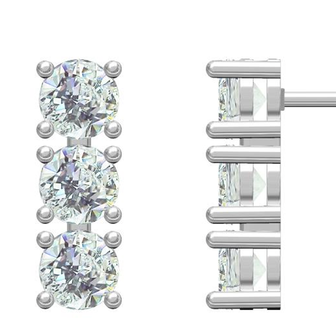 Sterling Silver Semi Mount Earrings Setting Round RD 5x5mm 6 Stone Stud Syzjewelry